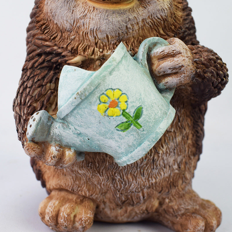 Resin Kettle Hedgehog Lawn Outdoor Light