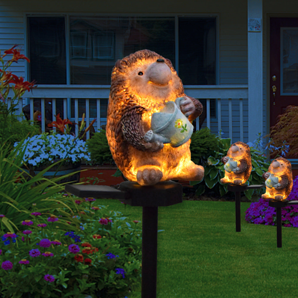 Resin Kettle Hedgehog Lawn Outdoor Light