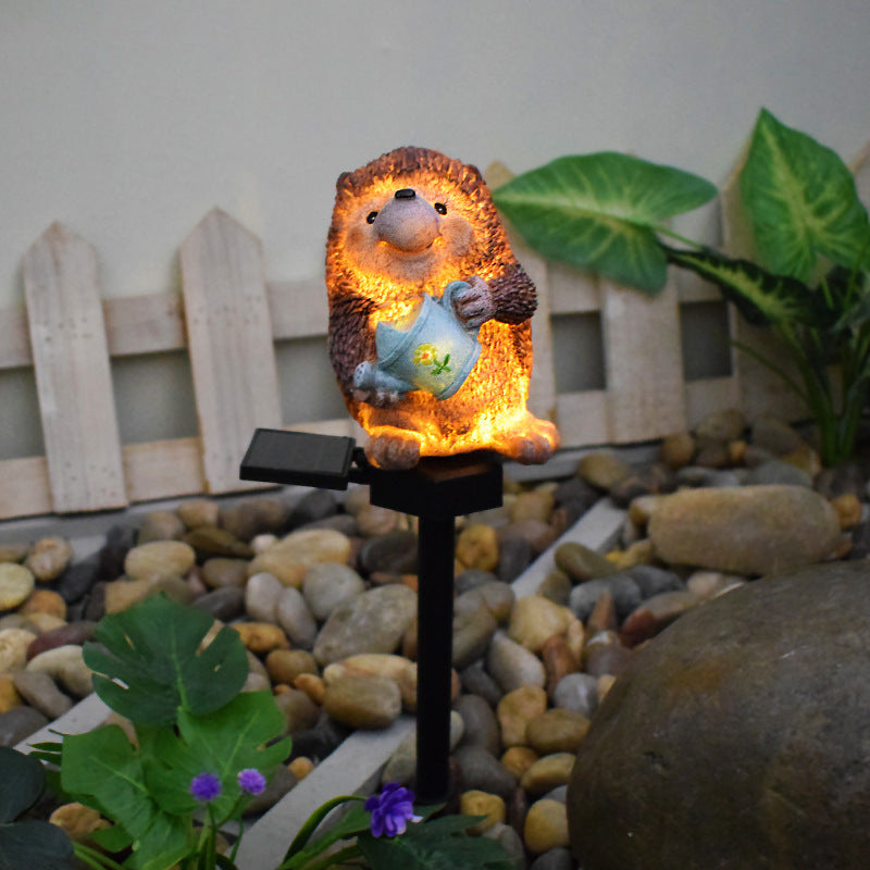 Resin Kettle Hedgehog Lawn Outdoor Light
