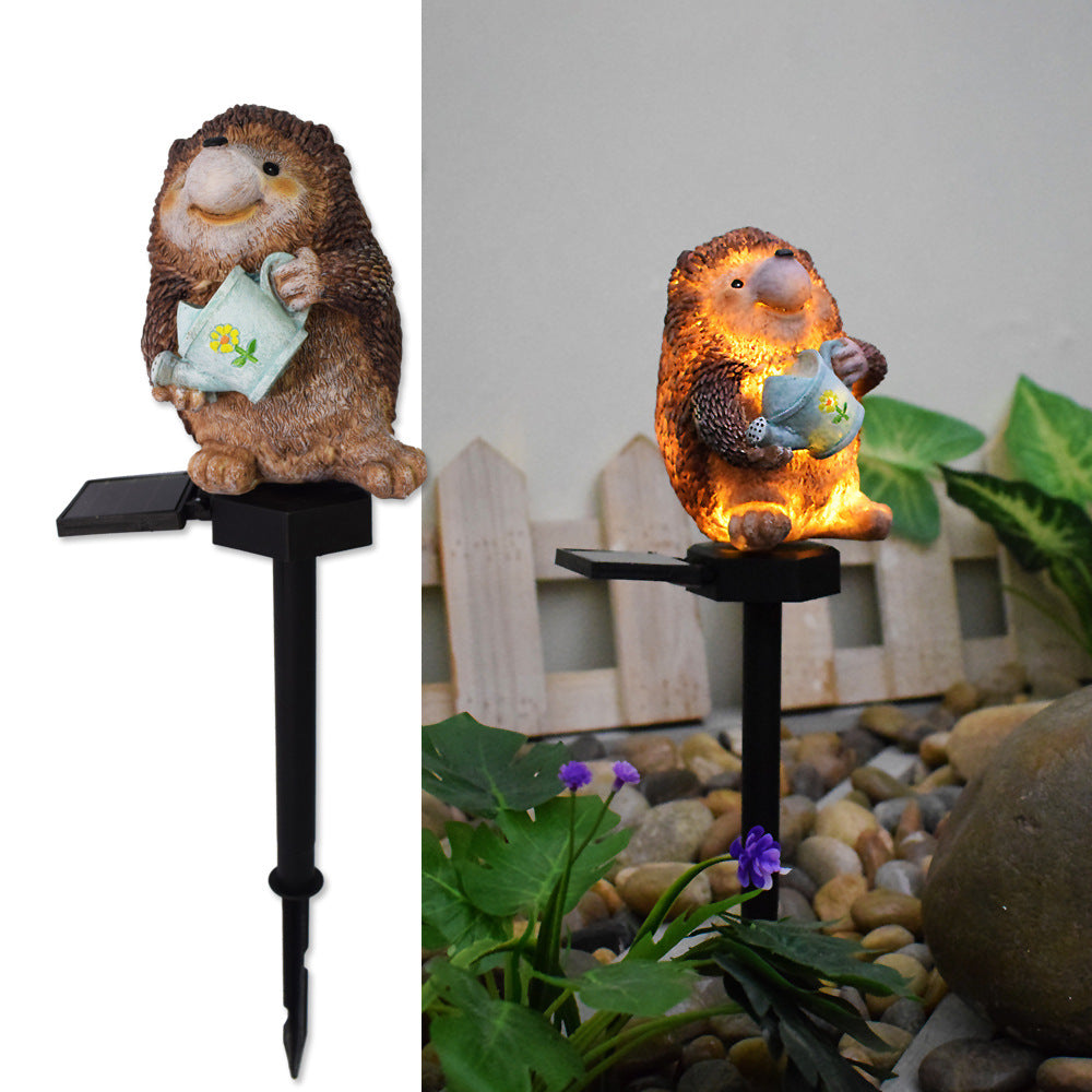 Resin Kettle Hedgehog Lawn Outdoor Light