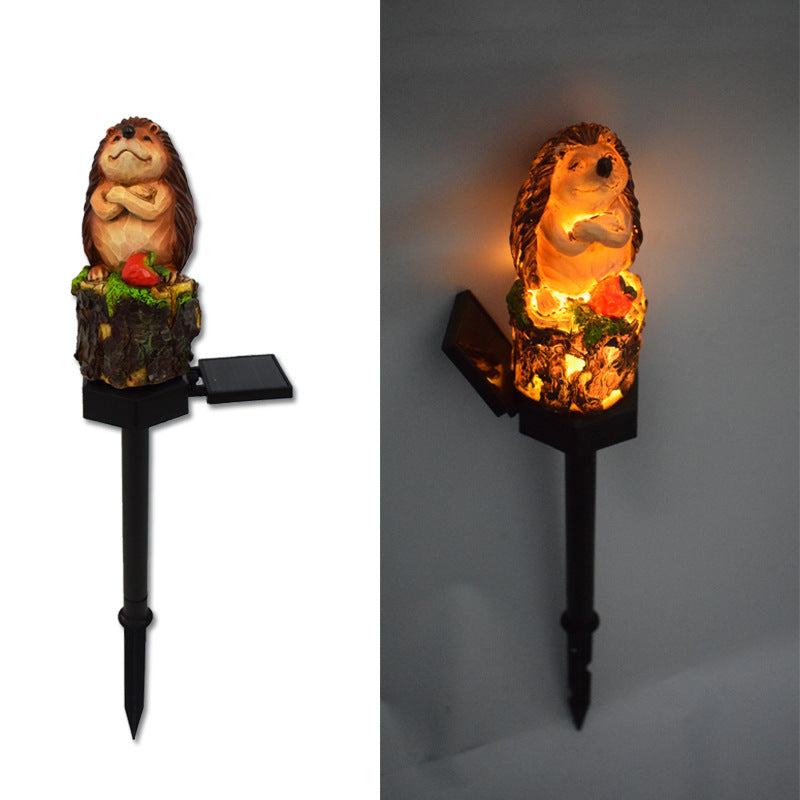 Resin Red Fruit Hedgehog Outdoor Light