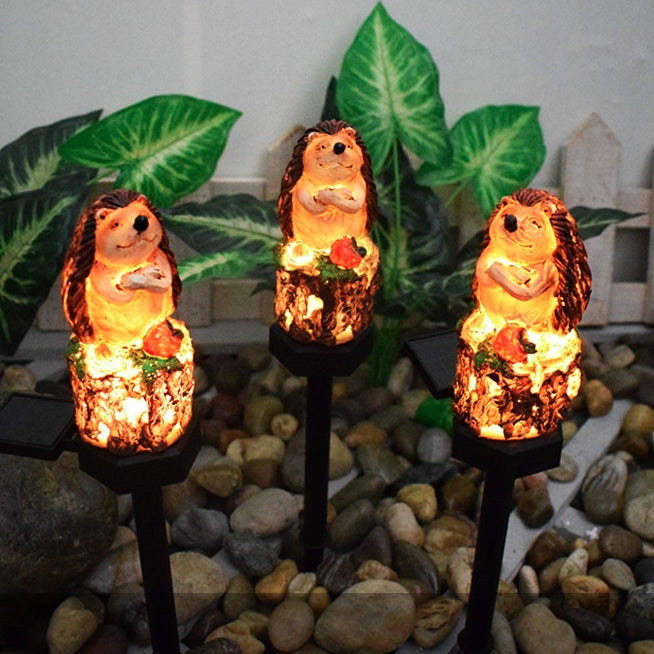 Resin Red Fruit Hedgehog Outdoor Light