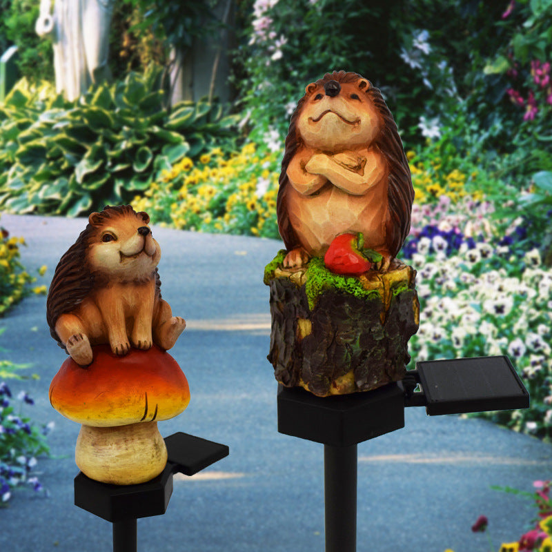 Resin Red Fruit Hedgehog Outdoor Light