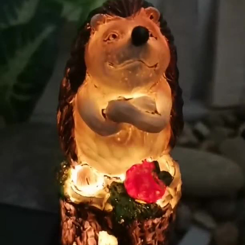 Resin Red Fruit Hedgehog Outdoor Light