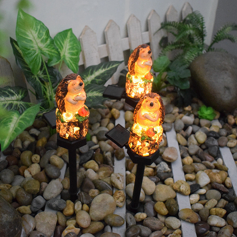 Resin Red Fruit Hedgehog Outdoor Light