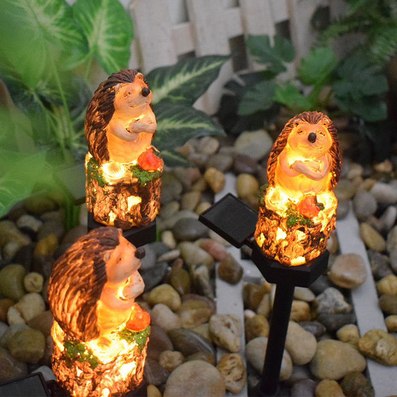 Resin Red Fruit Hedgehog Outdoor Light