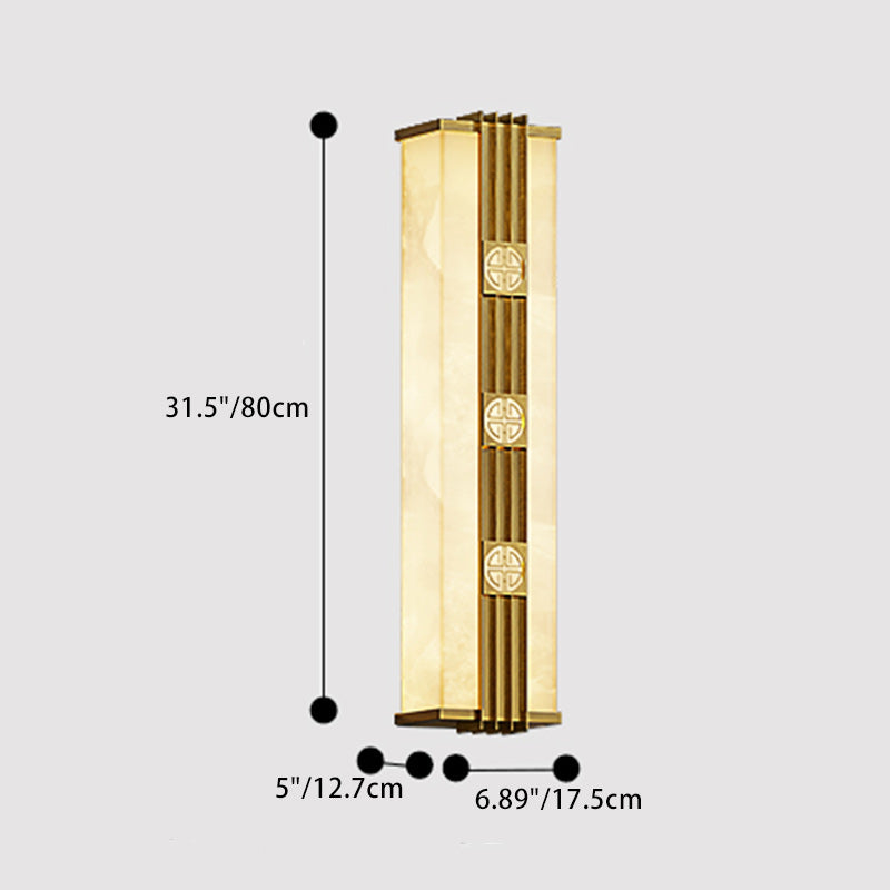 Brass Imitation Marble Cuboid Outdoor Light