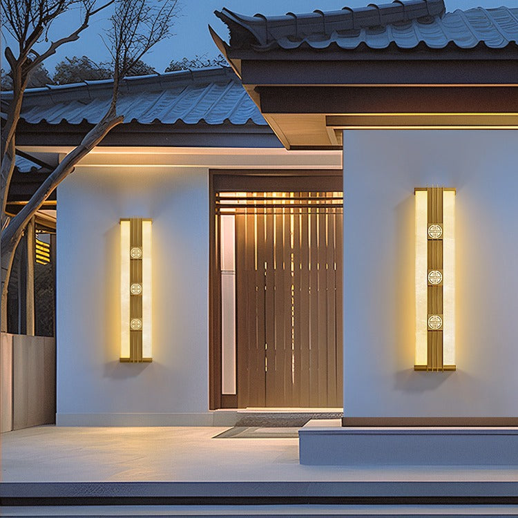 Brass Imitation Marble Cuboid Outdoor Light