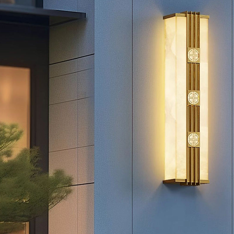 Brass Imitation Marble Cuboid Outdoor Light