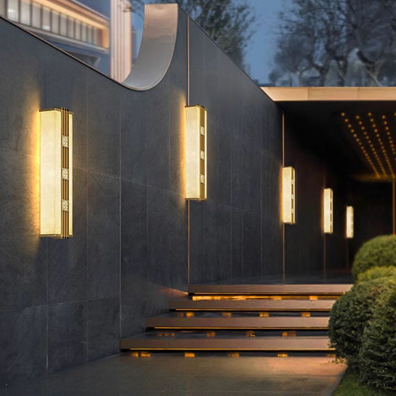 Brass Imitation Marble Cuboid Outdoor Light