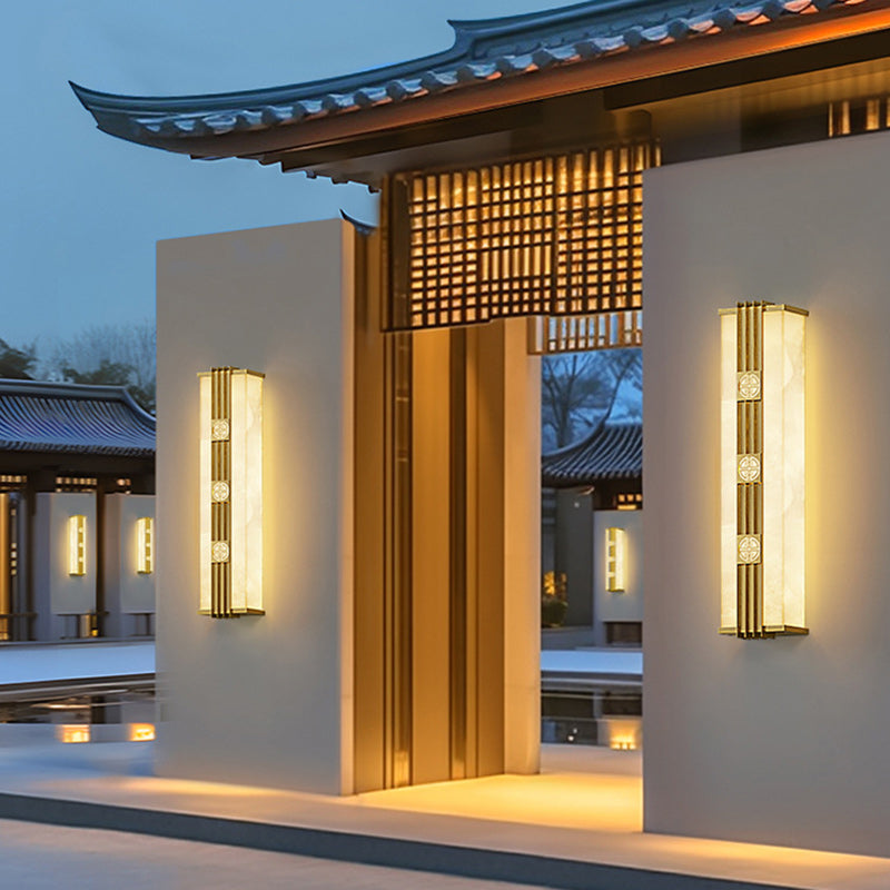 Brass Imitation Marble Cuboid Outdoor Light