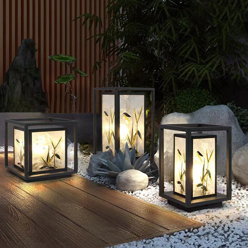 Crackle Enamel Bamboo Acrylic Outdoor Light
