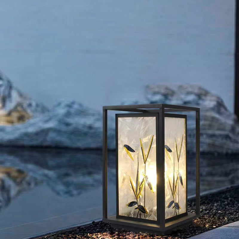 Crackle Enamel Bamboo Acrylic Outdoor Light