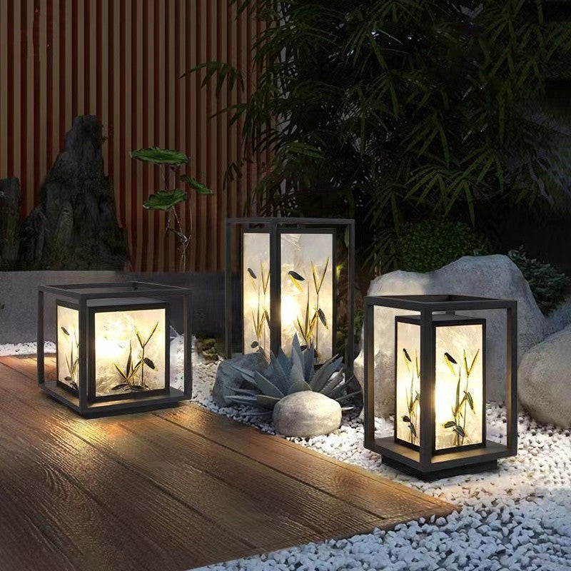 Crackle Enamel Bamboo Acrylic Outdoor Light