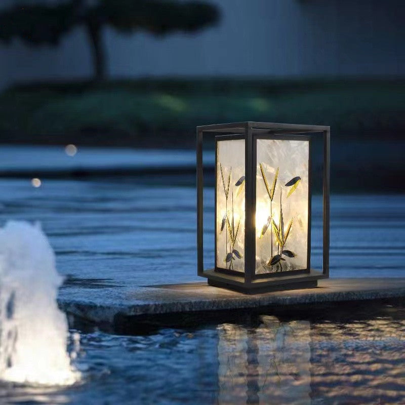 Crackle Enamel Bamboo Acrylic Outdoor Light