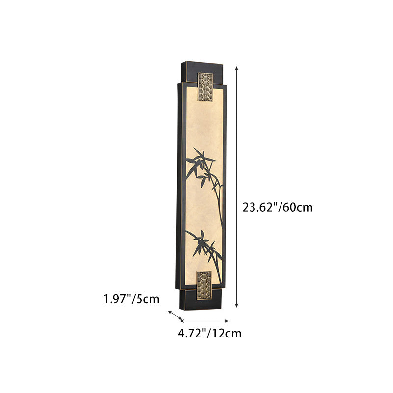 Rectangle Full Copper Bamboo Wall Lamp