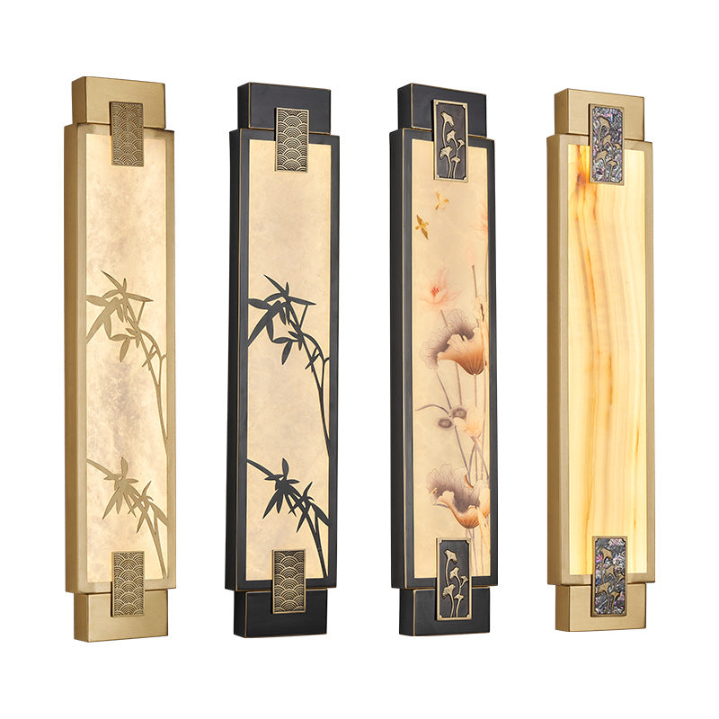 Rectangle Full Copper Bamboo Wall Lamp