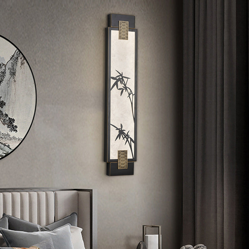 Rectangle Full Copper Bamboo Wall Lamp