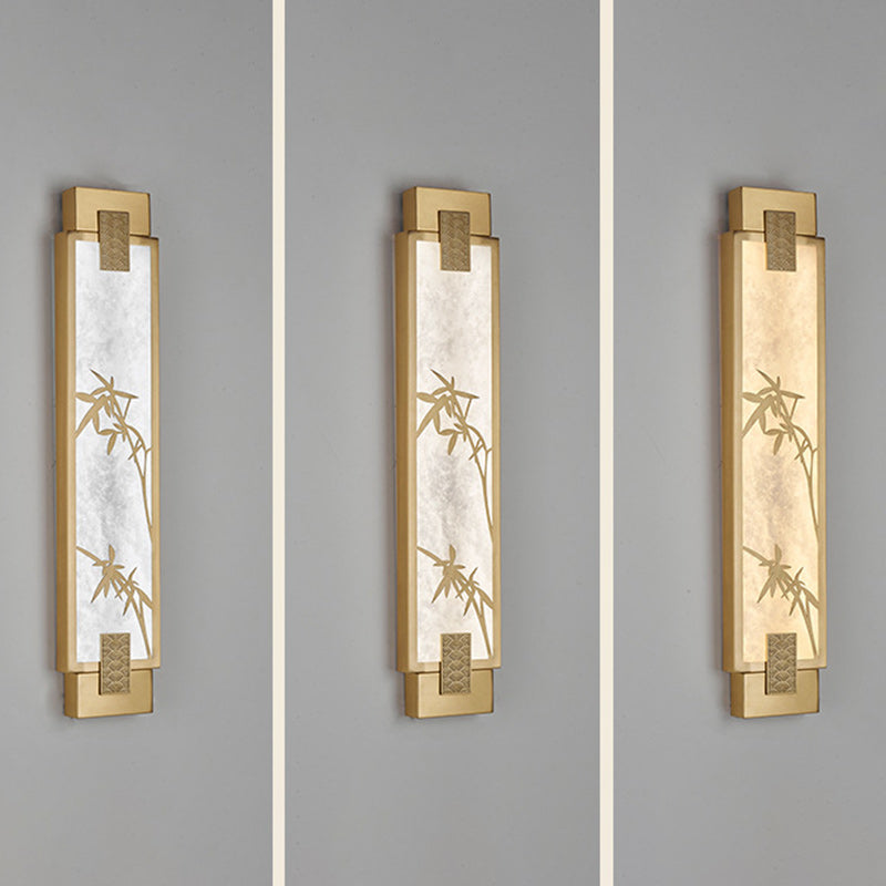 Rectangle Full Copper Bamboo Wall Lamp