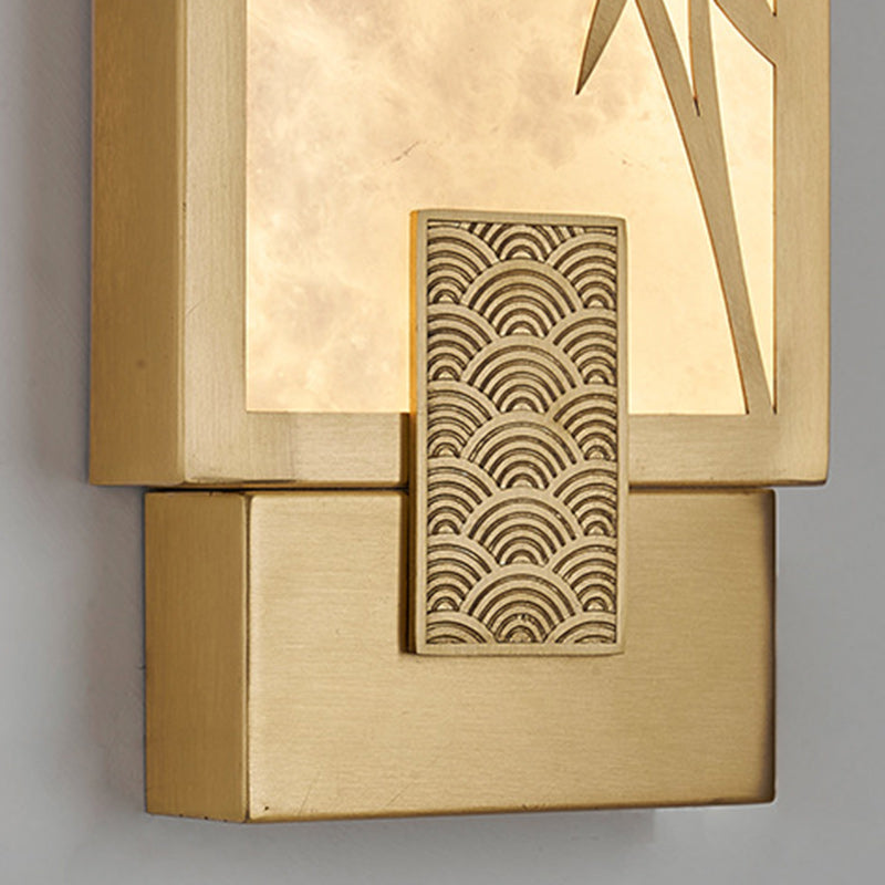 Rectangle Full Copper Bamboo Wall Lamp