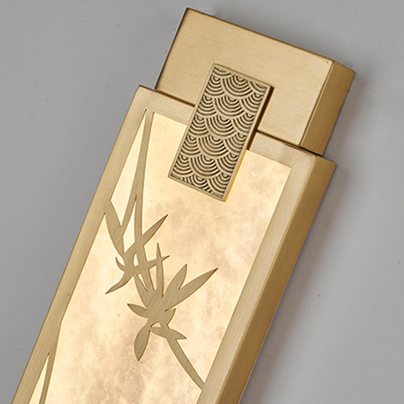 Rectangle Full Copper Bamboo Wall Lamp