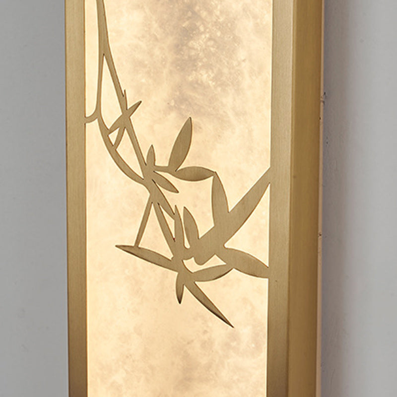 Rectangle Full Copper Bamboo Wall Lamp