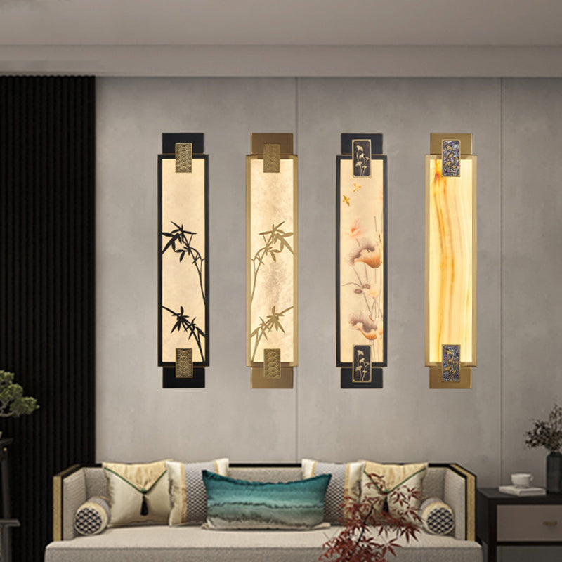 Rectangle Full Copper Bamboo Wall Lamp