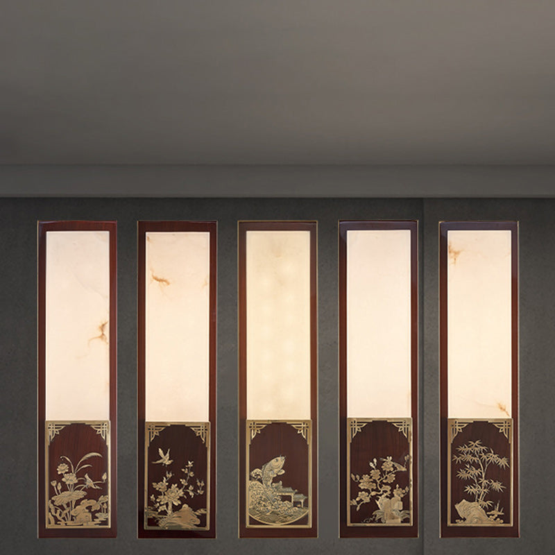 Bamboo Magpie Pattern Marble Wall Lamp