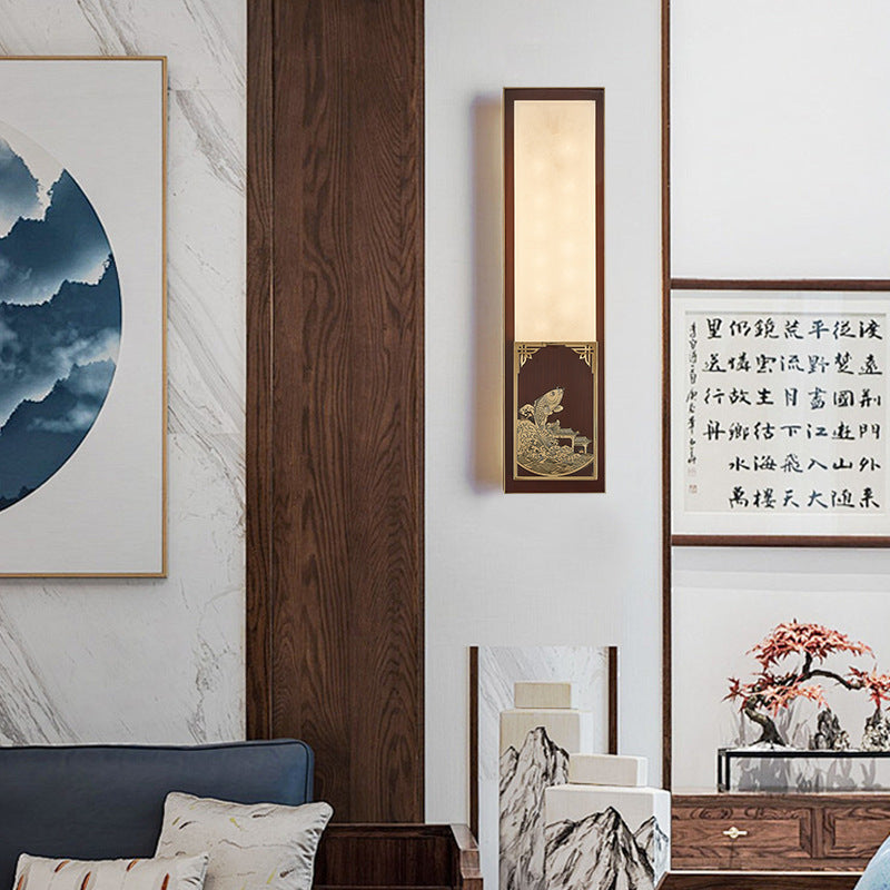 Bamboo Magpie Pattern Marble Wall Lamp