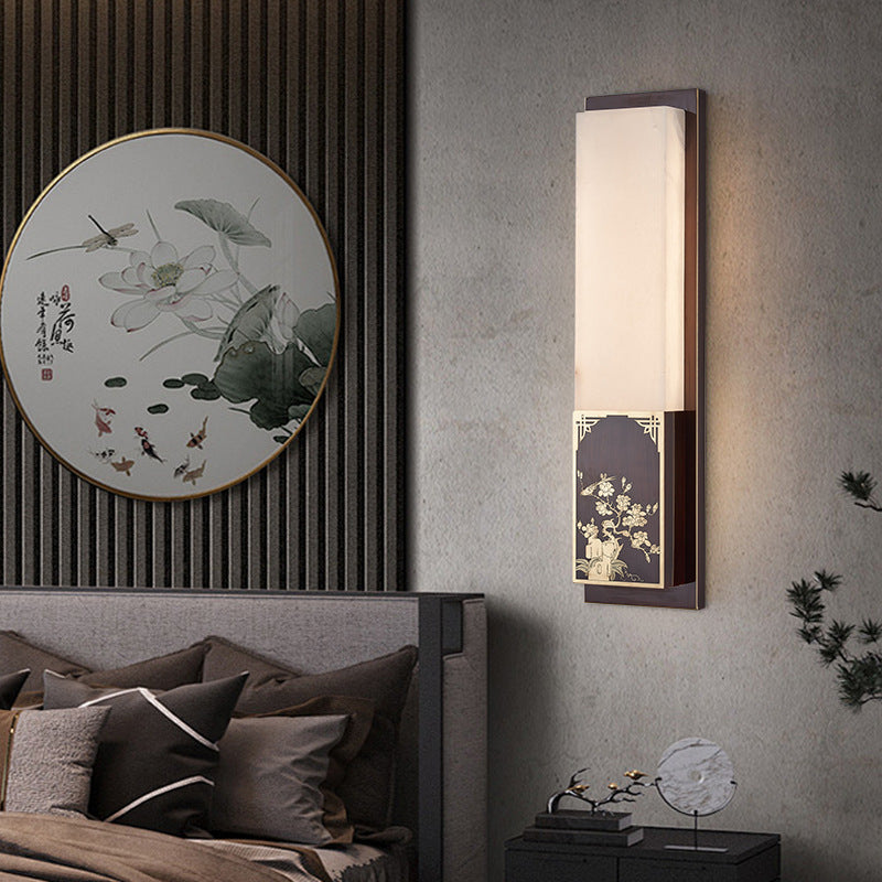 Bamboo Magpie Pattern Marble Wall Lamp
