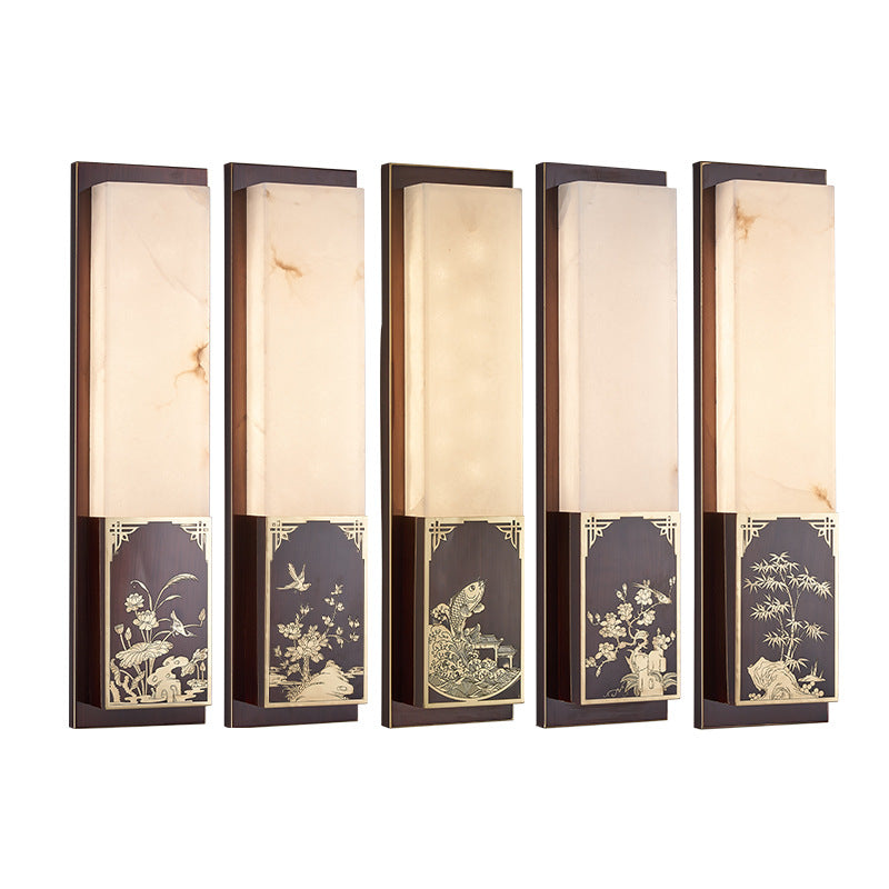 Bamboo Magpie Pattern Marble Wall Lamp