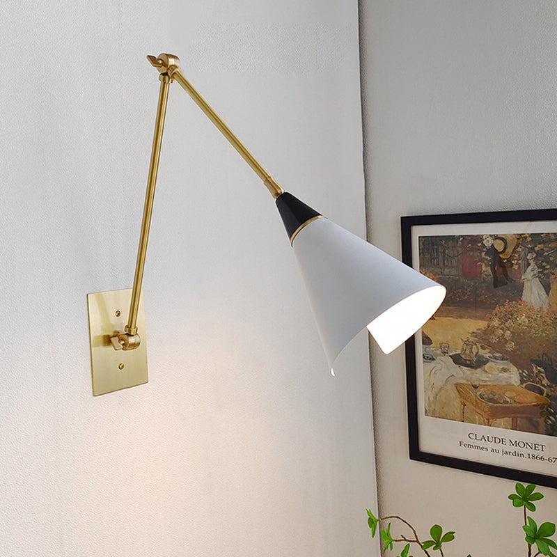 Brass Aluminum Tapered Bedroom Wall Lamp