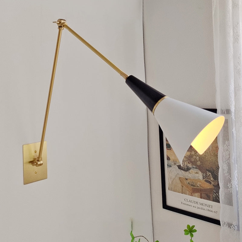 Brass Aluminum Tapered Bedroom Wall Lamp