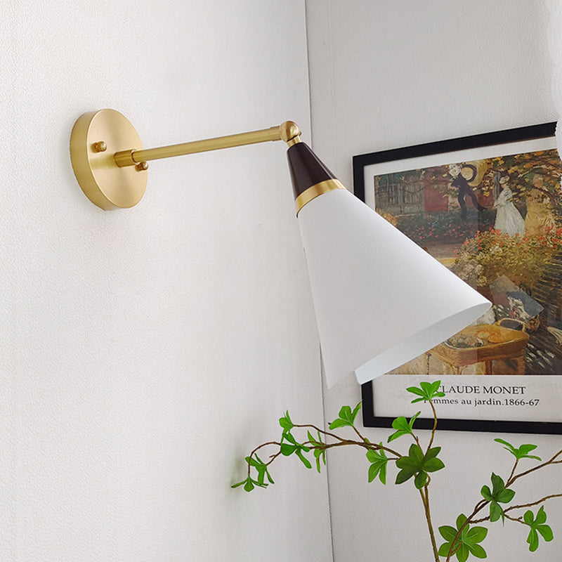 Brass Aluminum Tapered Bedroom Wall Lamp