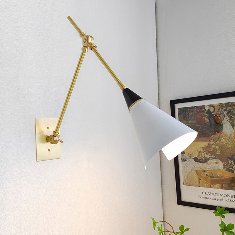 Brass Aluminum Tapered Bedroom Wall Lamp