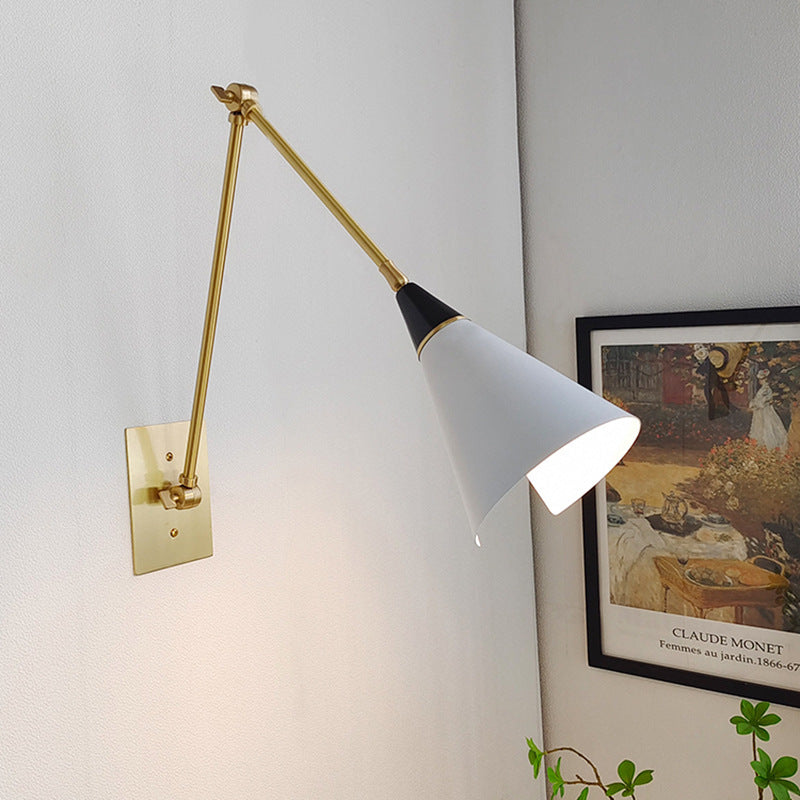 Brass Aluminum Tapered Bedroom Wall Lamp