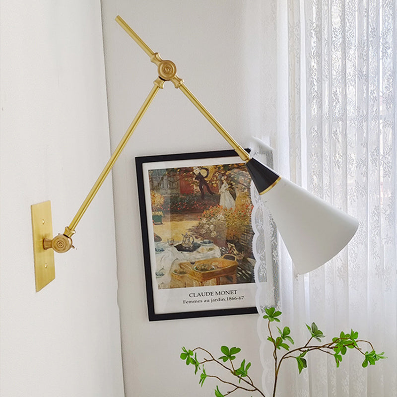 Brass Aluminum Tapered Bedroom Wall Lamp