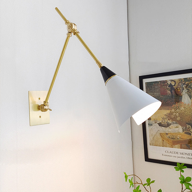 Brass Aluminum Tapered Bedroom Wall Lamp