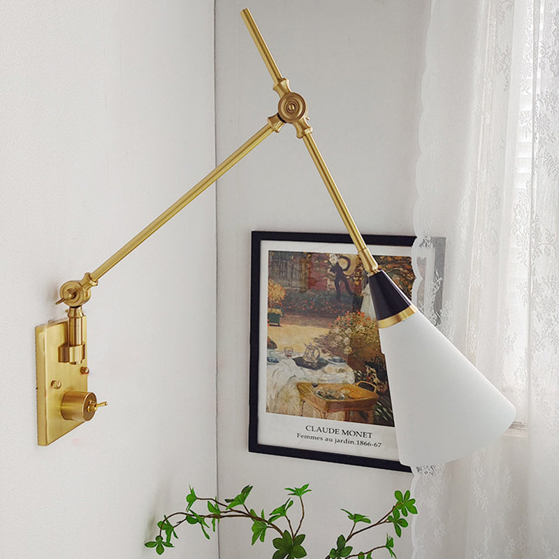 Brass Aluminum Tapered Bedroom Wall Lamp