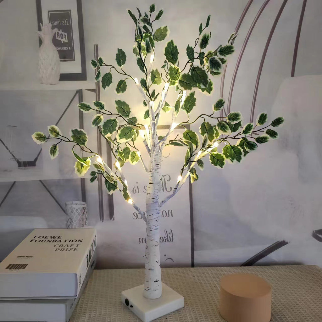 Plastic Fabric Artificial Birch Table Lamp