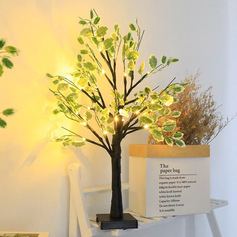 Plastic Fabric Artificial Birch Table Lamp