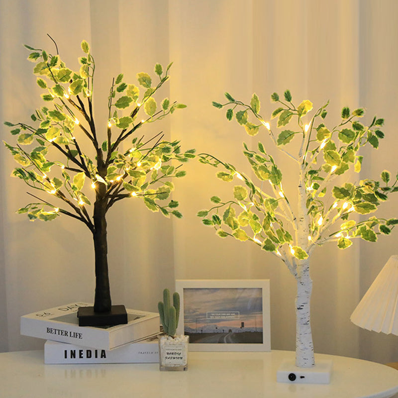 Plastic Fabric Artificial Birch Table Lamp