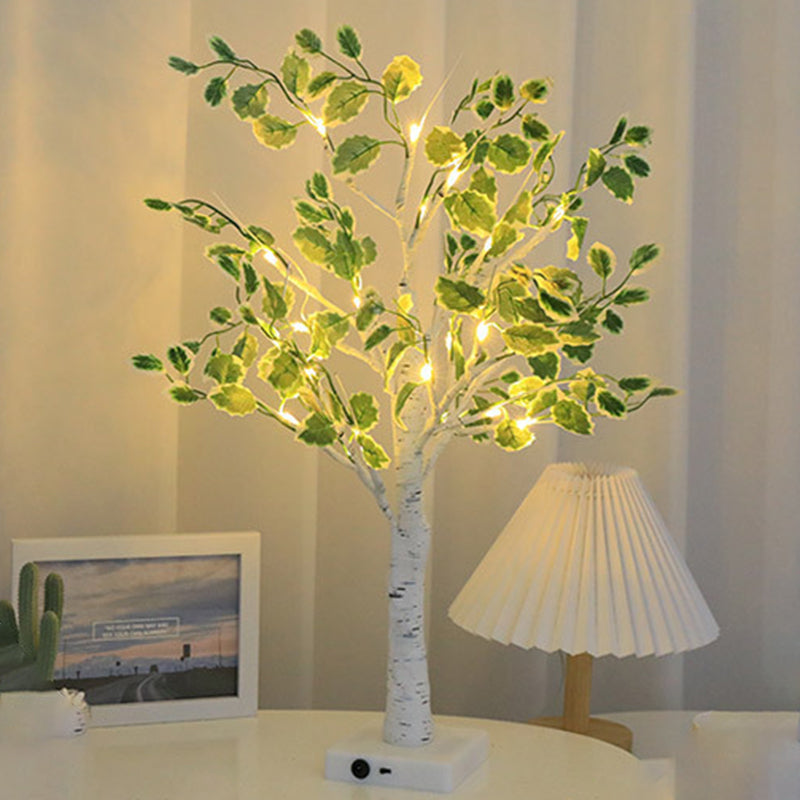 Plastic Fabric Artificial Birch Table Lamp