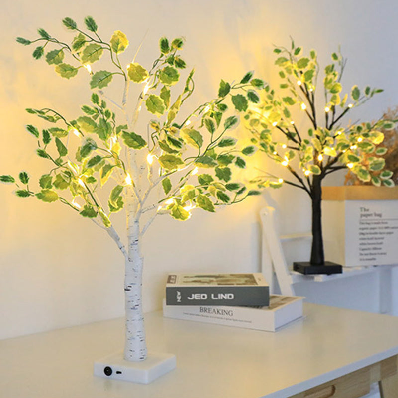 Plastic Fabric Artificial Birch Table Lamp