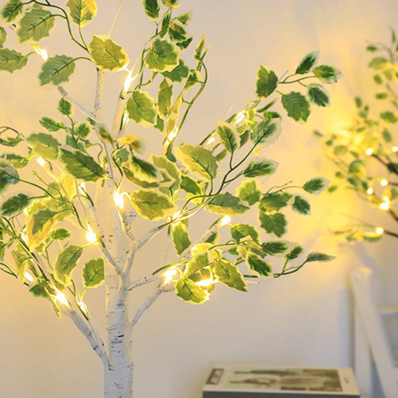 Plastic Fabric Artificial Birch Table Lamp