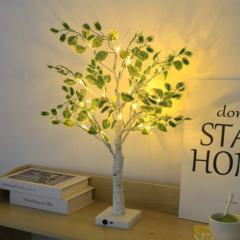 Plastic Fabric Artificial Birch Table Lamp