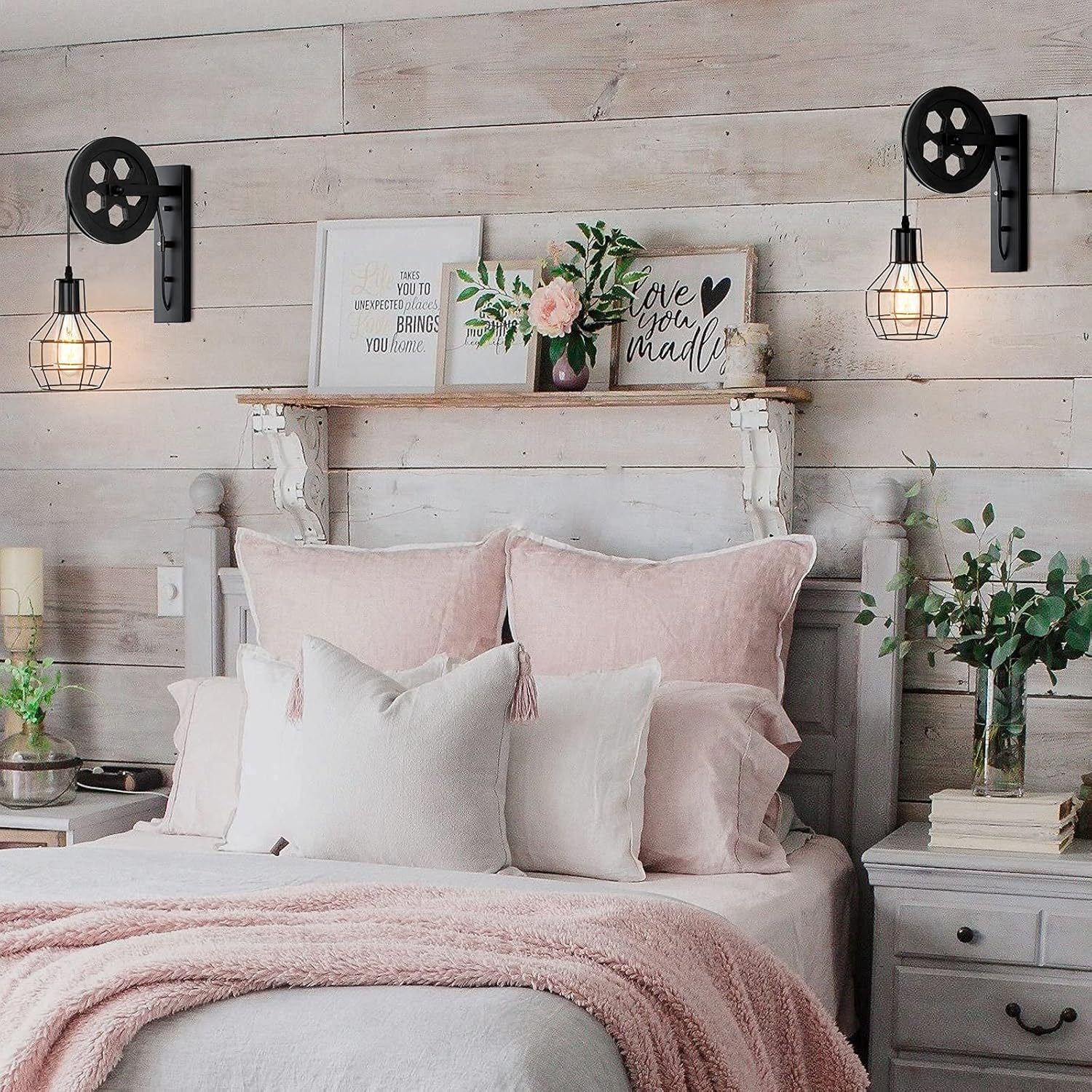 Iron Net Glass Pulley Wall Lamp