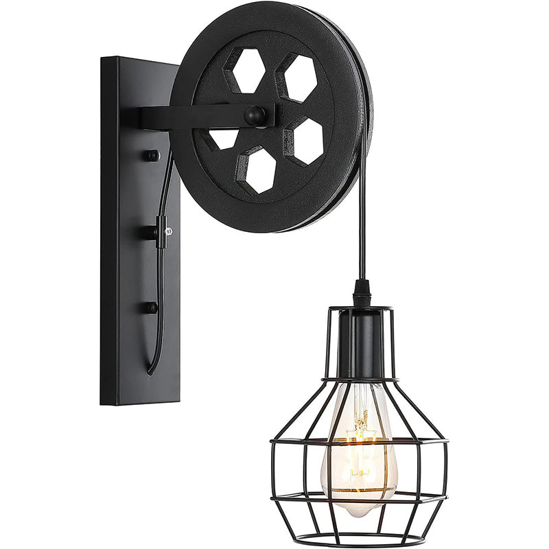 Iron Net Glass Pulley Wall Lamp