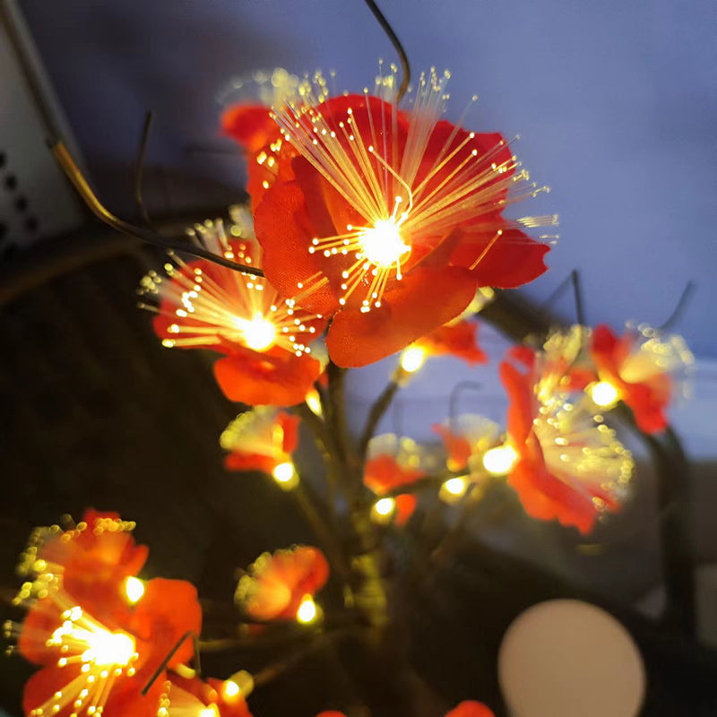 Plastic Fabric Artificial Rose Table Lamp