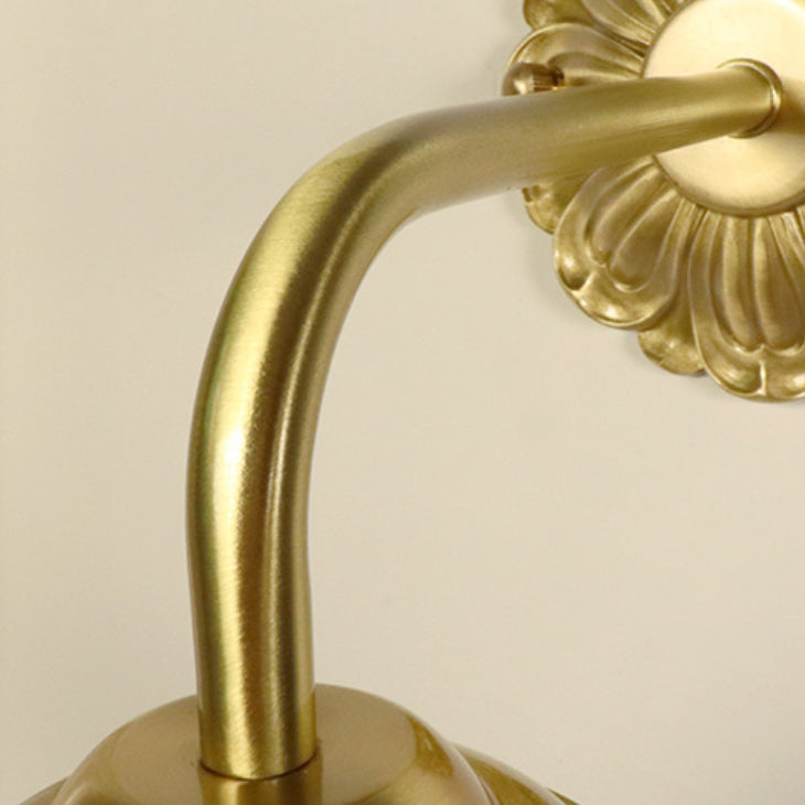 Brass Glass Flower Bedroom Wall Lamp